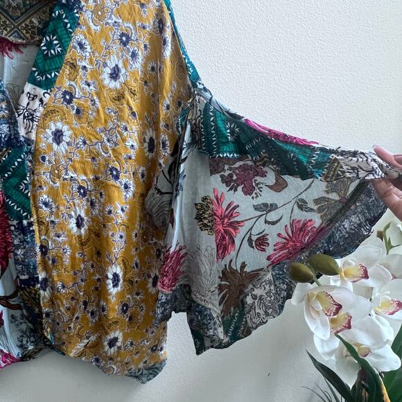 UMGEE Multicolor Floral Mixed Print Boho Ruffles Sleeve Top Women's Size Large - Picture 5 of 9